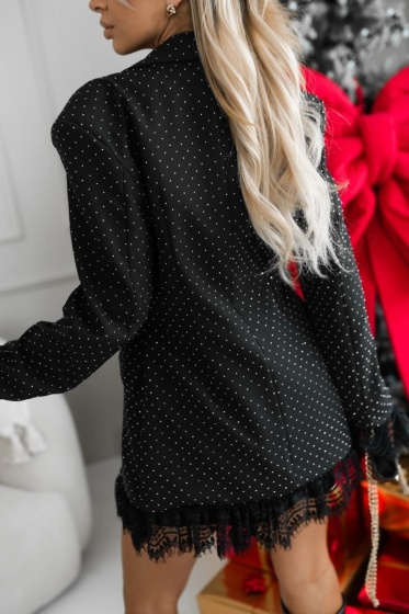 Sacou lung cu garnituri din dantela si strasuri - Img 2