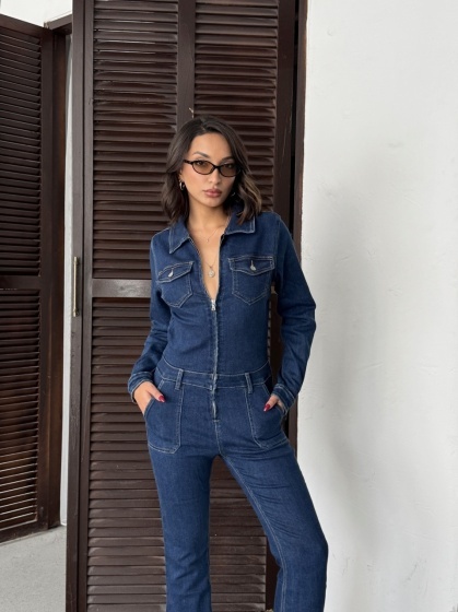 Salopeta din denim elastic cu fermoar - Img 6