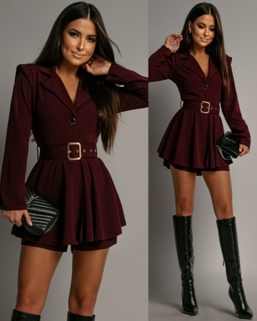 Salopeta scurta stil rochie cu accesoriu curea - Img 3