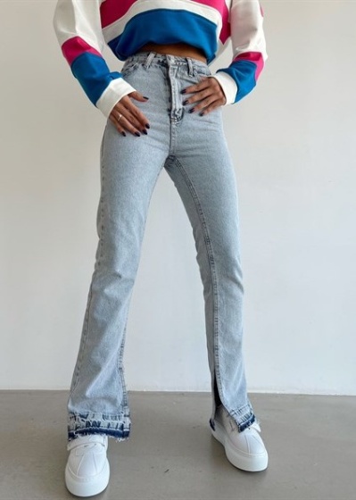 Blugi dama drepti cu crapatura pe lateral - Img 1