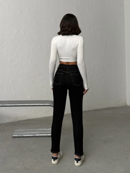 Blugi dama elastici cu cusaturi accentuate - Img 3