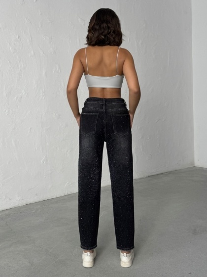 Blugi elastici cu aplicatii din strasuri - Img 2