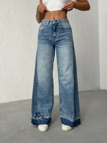 Blugi evazati cu tiv nefinisat - Img 2