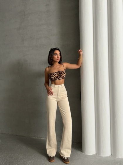 Blugi evazati simpli cu tiv nefinisat - Img 3