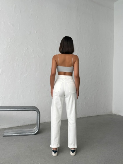 Blugi mom fit cu detalii decorative - Img 4