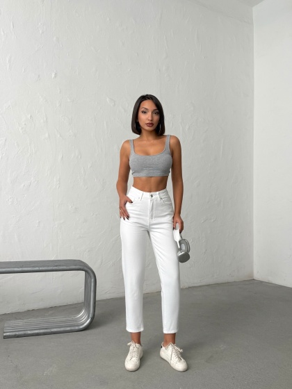 Blugi mom fit cu detalii strălucitoare - Img 5