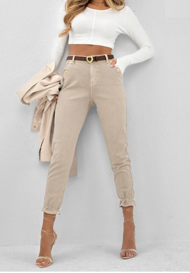 Blugi mom fit cu nasturi la buzunare - Img 1