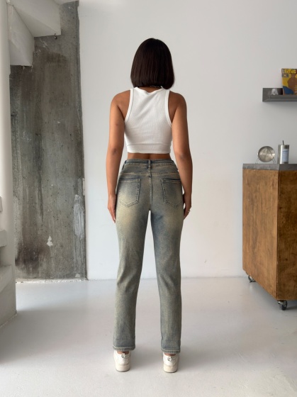 Blugi Mom Fit elastici cu aspect vintage - Img 5