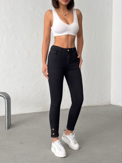 Blugi skinny elastici cu accesoriu nasturi - Img 4