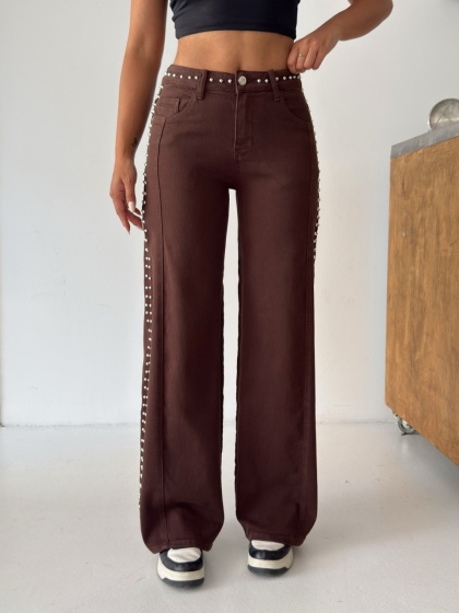 Blugi wide leg cu detalii tinte - Img 2