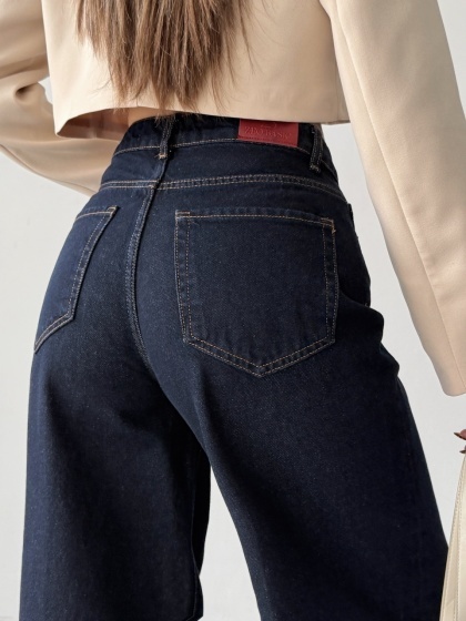 Blugi wide leg cu dunga pe mijloc - Img 6