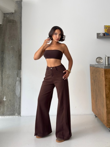 Blugi wide leg elastici cu croi extra evazat - Img 4