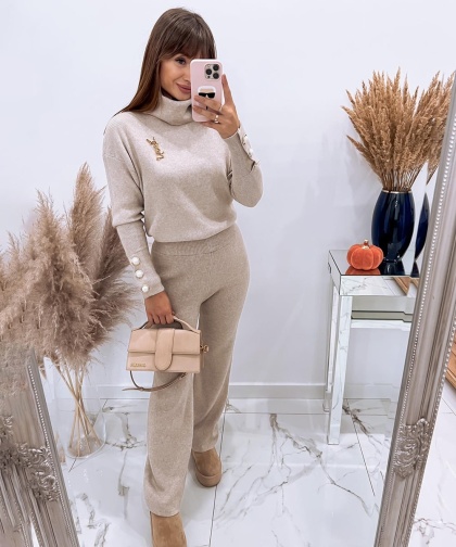 Compleu din tricot cu pantaloni evazati - Img 2