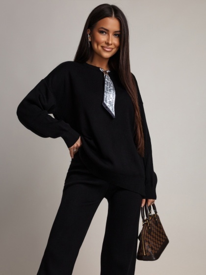 Compleu din tricot cu pantaloni evazati - Img 4