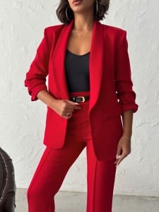 Compleu elegant cu sacou si pantalon evazat - Img 6