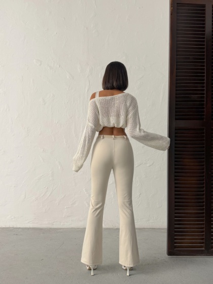 Pantaloni dama evazati cu accesoriu curea - Img 3