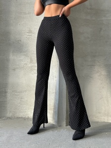 Pantaloni eleganti evazati cu strasuri - Img 2