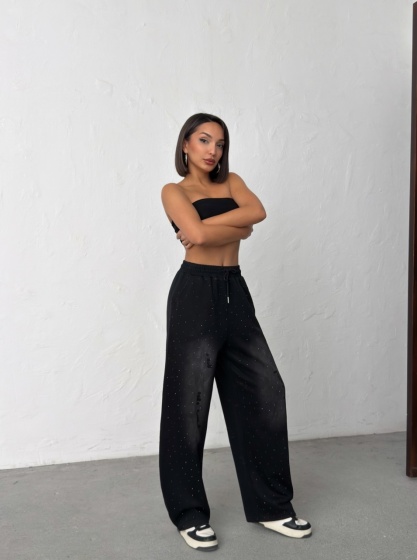 Pantaloni wide-leg cu design modern - Img 8