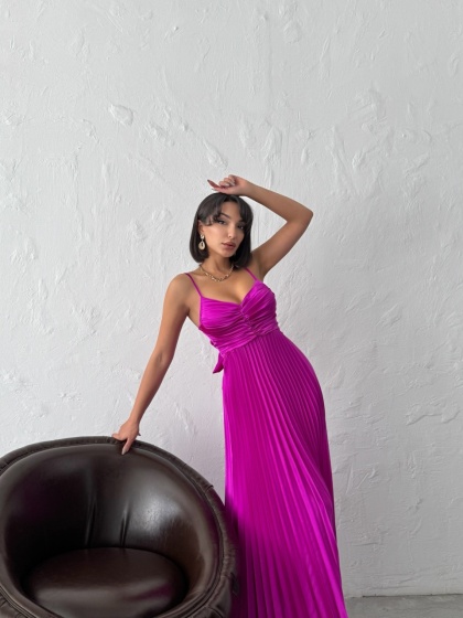 Rochie din satin plisata - Img 7