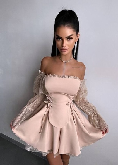 Rochie elegant scurta cu dantela - Img 2