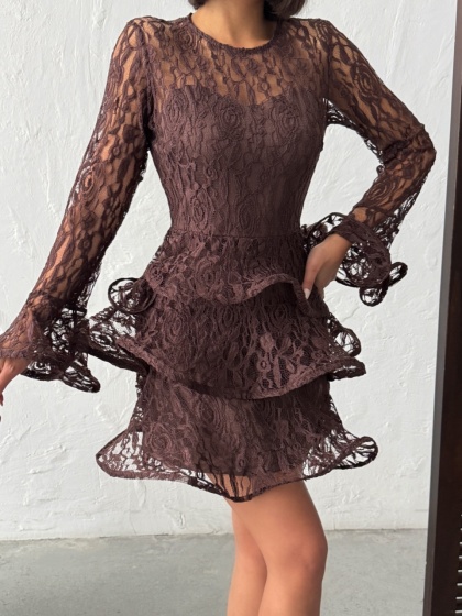 Rochie eleganta brodata cu volane - Img 2