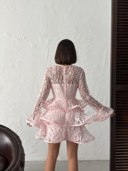 Rochie eleganta brodata cu volane - Img 4