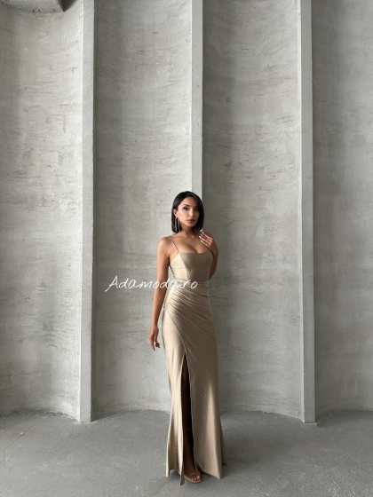 Rochie eleganta cu siret la spate accesorizata cu strasuri - Img 5