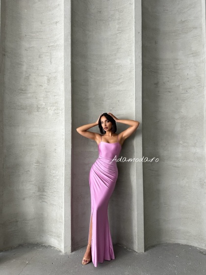 Rochie eleganta cu siret la spate accesorizata cu strasuri - Img 6