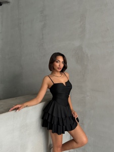 Rochie eleganta cu volane cu aplicatii din strasuri - Img 7