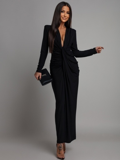 Rochie eleganta din lycra cu accesoriu cordon impletit - Img 2