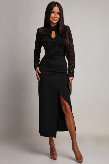 Rochie elegantă din lycra și dantelă catifelată - Img 3