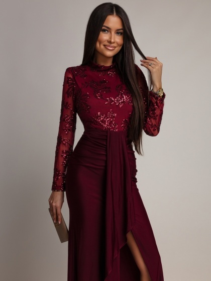 Rochie elegantă din lycra și tulle cu paiete - Img 2