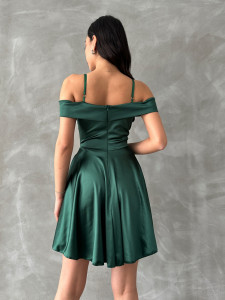Rochie eleganta din satin scurta cu bretele - Img 3