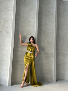 Rochie eleganta lunga cu accesoriu curea - Img 2