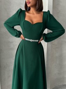 Rochie eleganta lunga cu accesoriu in talie - Img 5