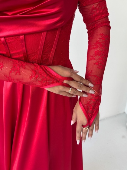 Rochie eleganta lunga cu accesoriu manusi - Img 3