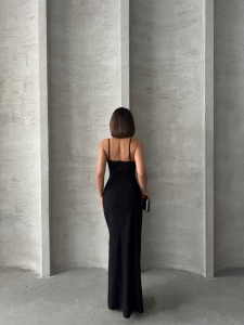 Rochie eleganta lunga cu bretele accesorizata cu perle - Img 3