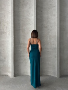 Rochie eleganta lunga cu bretele accesorizata cu perle - Img 2