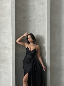 Rochie eleganta lunga cu bretele accesorizata cu strasuri - Img 8