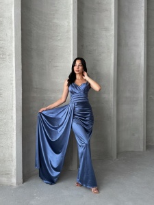 Rochie eleganta lunga cu bretele din strasuri - Img 5