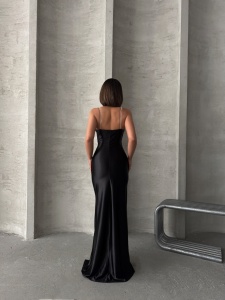Rochie eleganta lunga cu bretele din strasuri - Img 2