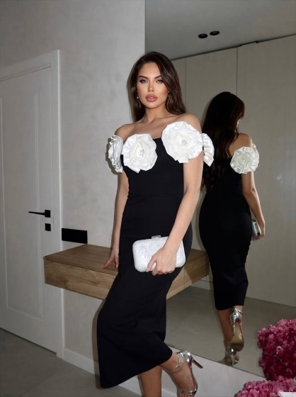 Rochie eleganta lunga cu detalii flori - Img 4