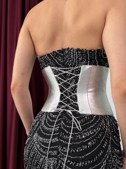 Rochie eleganta lunga cu detalii strasuri si corset detasabil - Img 4