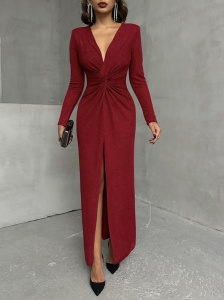 Rochie eleganta lunga din licra cu sclipici - Img 5