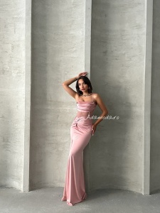 Rochie eleganta lunga din lycra cu tul accesorizata cu strasuri - Img 3