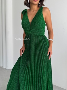 Rochie eleganta lunga plisata cu insertii sclipitoare - Img 6