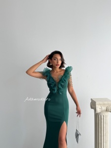 Rochie eleganta lunga tip sirena accesorizata cu lantisoare - Img 6