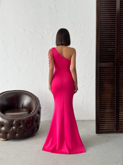 Rochie eleganta lunga tip sirena accesorizata cu lantisoare - Img 3