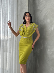 Rochie eleganta midi accesorizata cu strasuri - Img 2