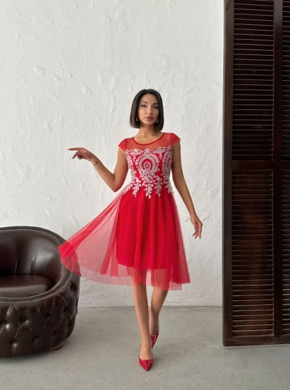 Rochie eleganta scurtă din tull cu insertii argintii - Img 6